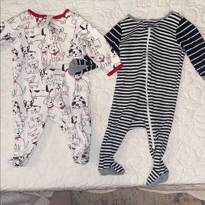 Striped and Dog Print Kids One Piece Set